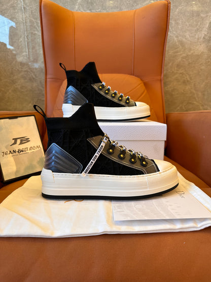 Dior explorer high-top sneaker in black mesh with logo details