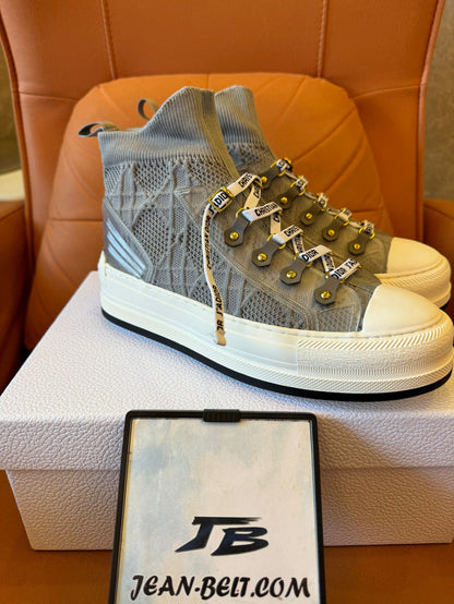 Christian Dior high-top mesh sneakers with signature monogram detailing