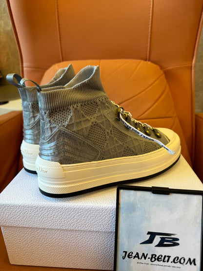 Christian Dior high-top mesh sneakers with signature monogram detailing