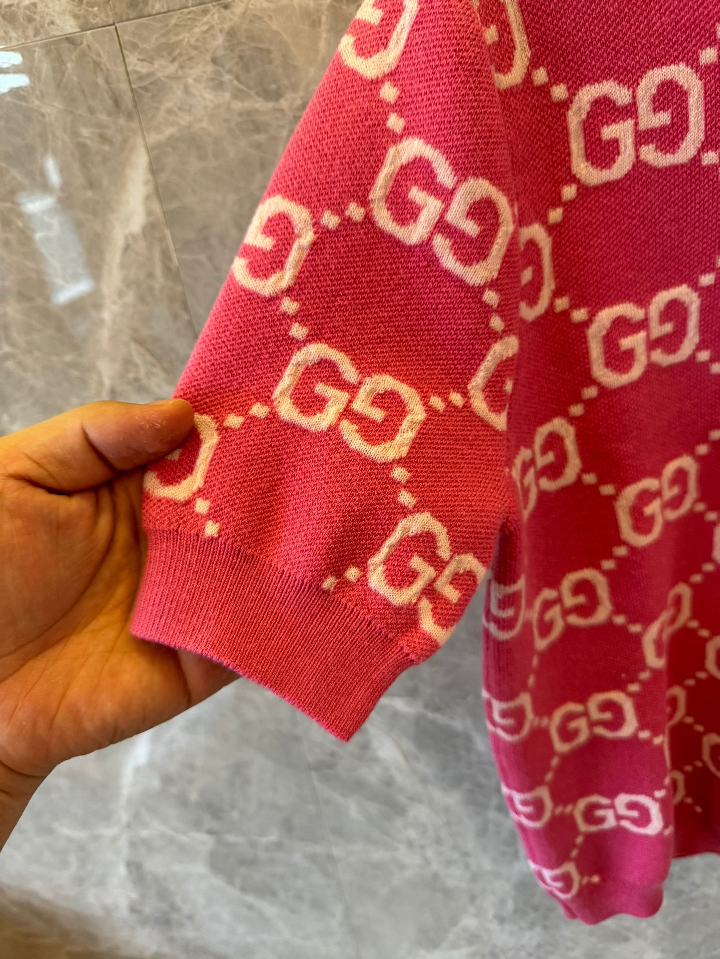 Gucci women's pink GG monogram knit top