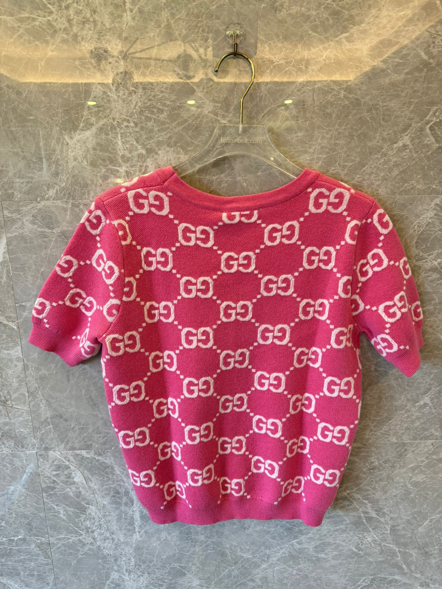 Gucci women's pink GG monogram knit top