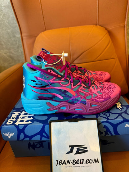 Puma x LaMelo Ball MB.02 galaxy basketball shoes in pink and blue