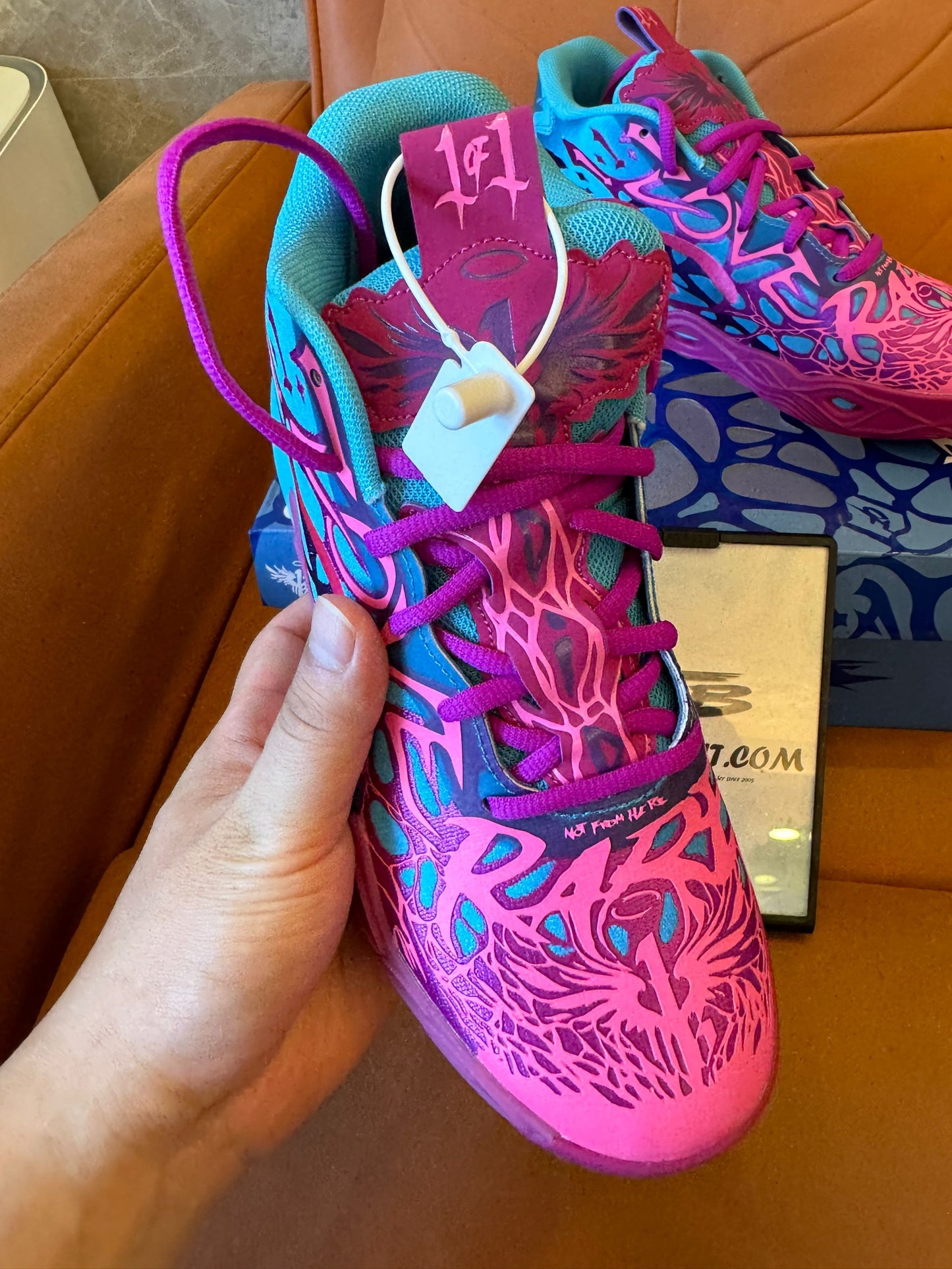 Puma x LaMelo Ball MB.02 galaxy basketball shoes in pink and blue