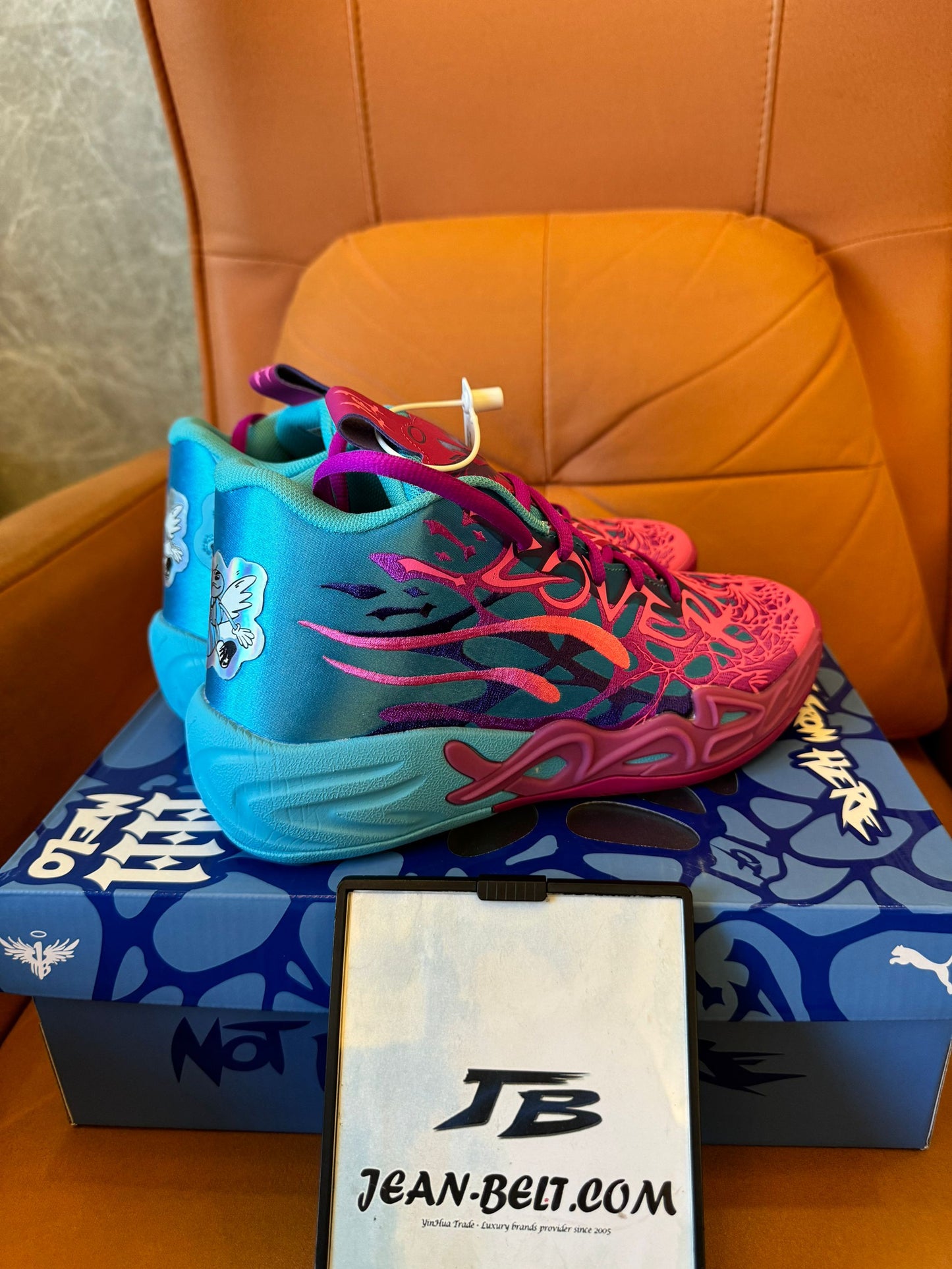 Puma x LaMelo Ball MB.02 galaxy basketball shoes in pink and blue