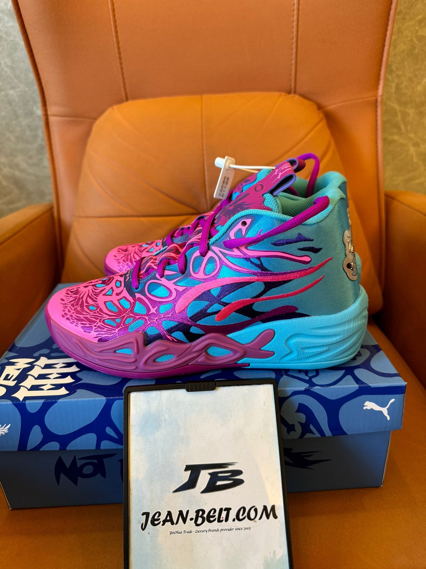 Puma x LaMelo Ball MB.02 galaxy basketball shoes in pink and blue