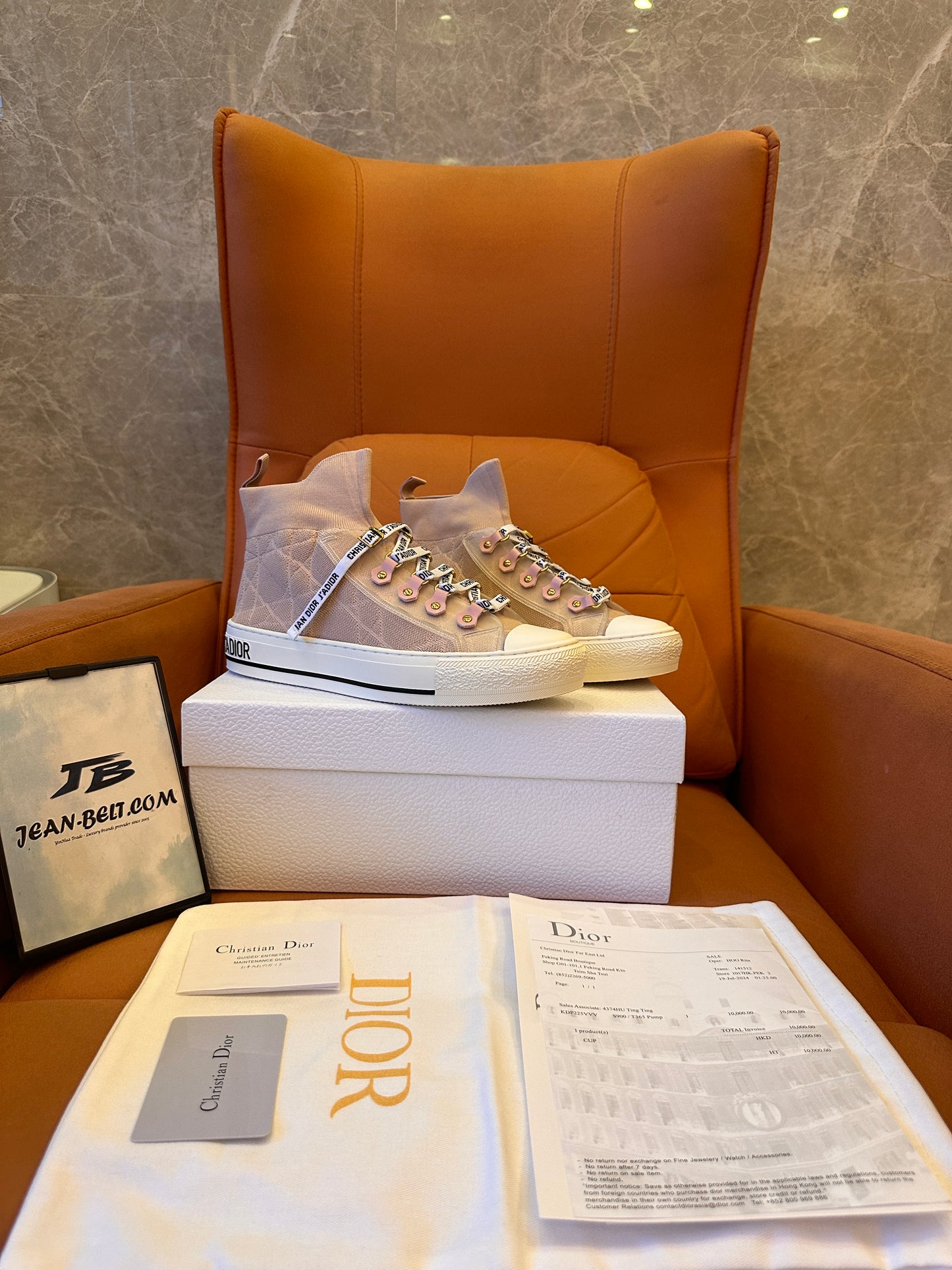 Dior J'Adior pink high-top sneakers with branded laces