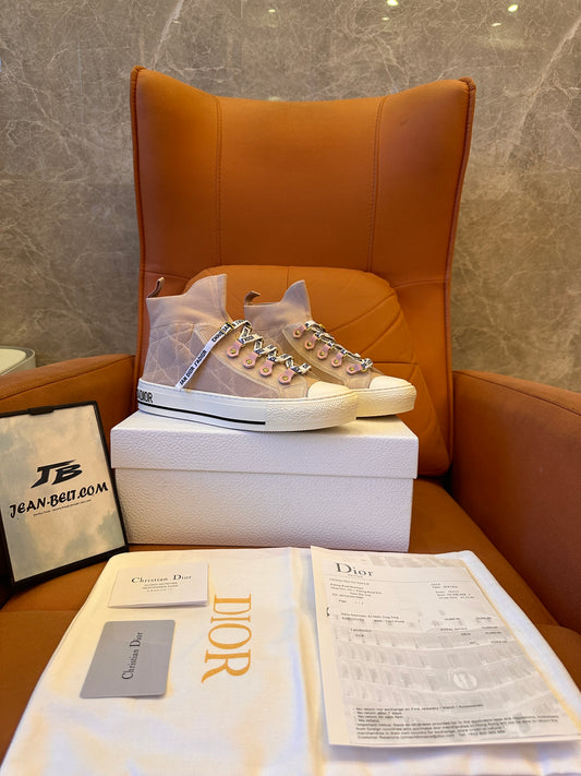 Dior J'Adior pink high-top sneakers with branded laces