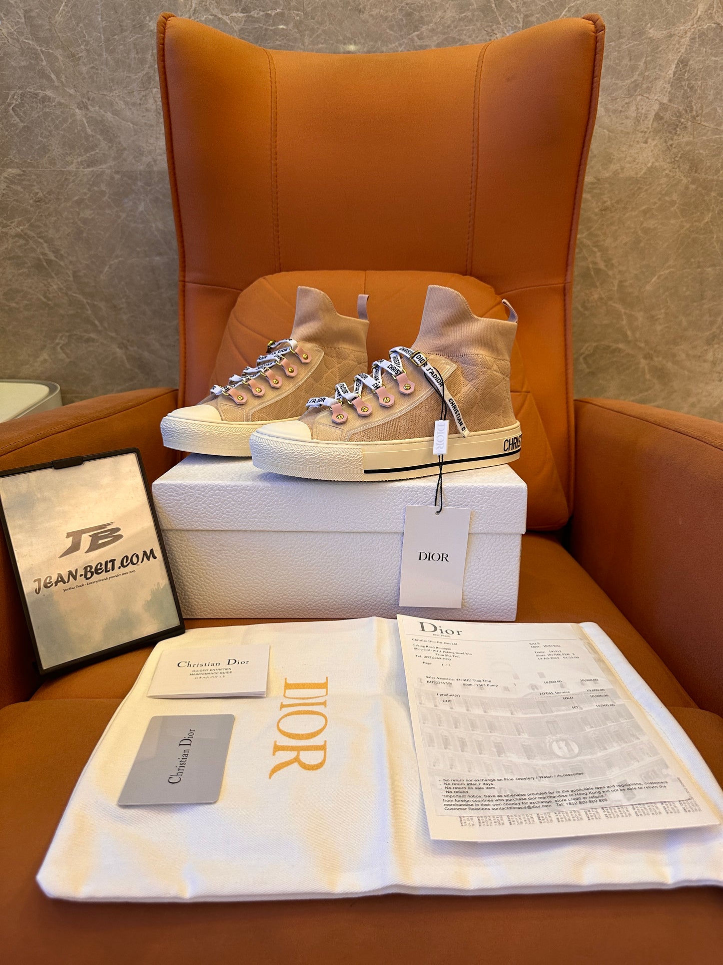 Dior J'Adior pink high-top sneakers with branded laces