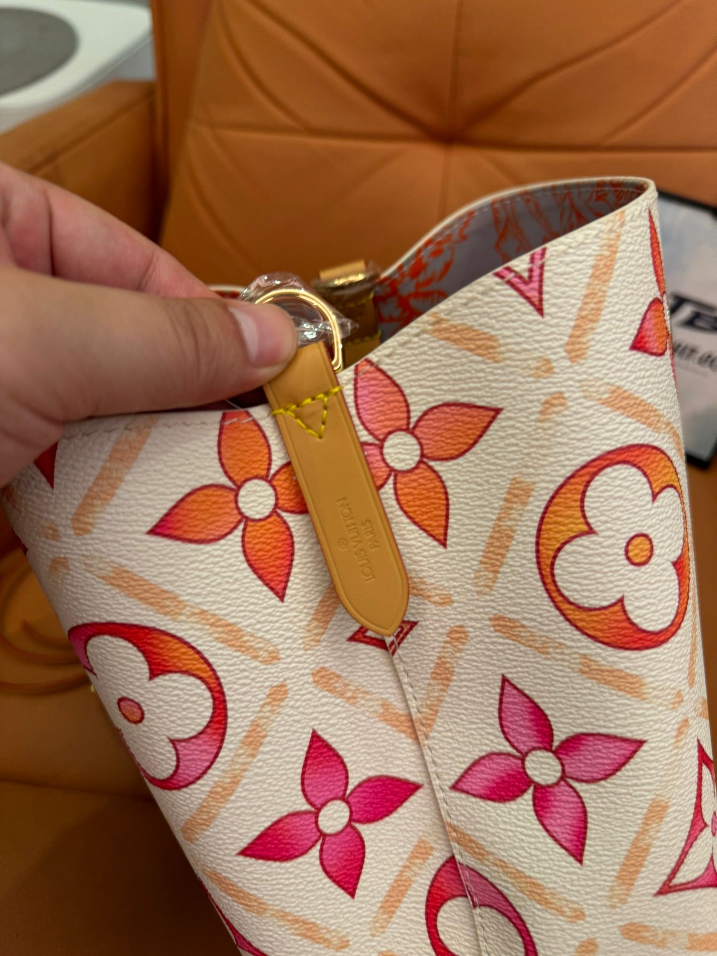 Louis Vuitton summer capsule collection small bucket bag – pink and orange floral monogram print