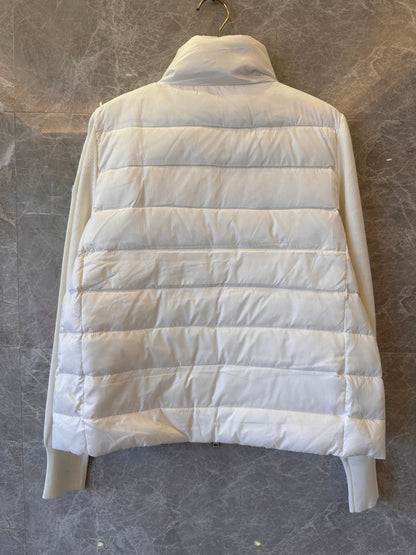 Moncler lightweight padded cotton jersey quilted shell down jacket zip-up cardigan white