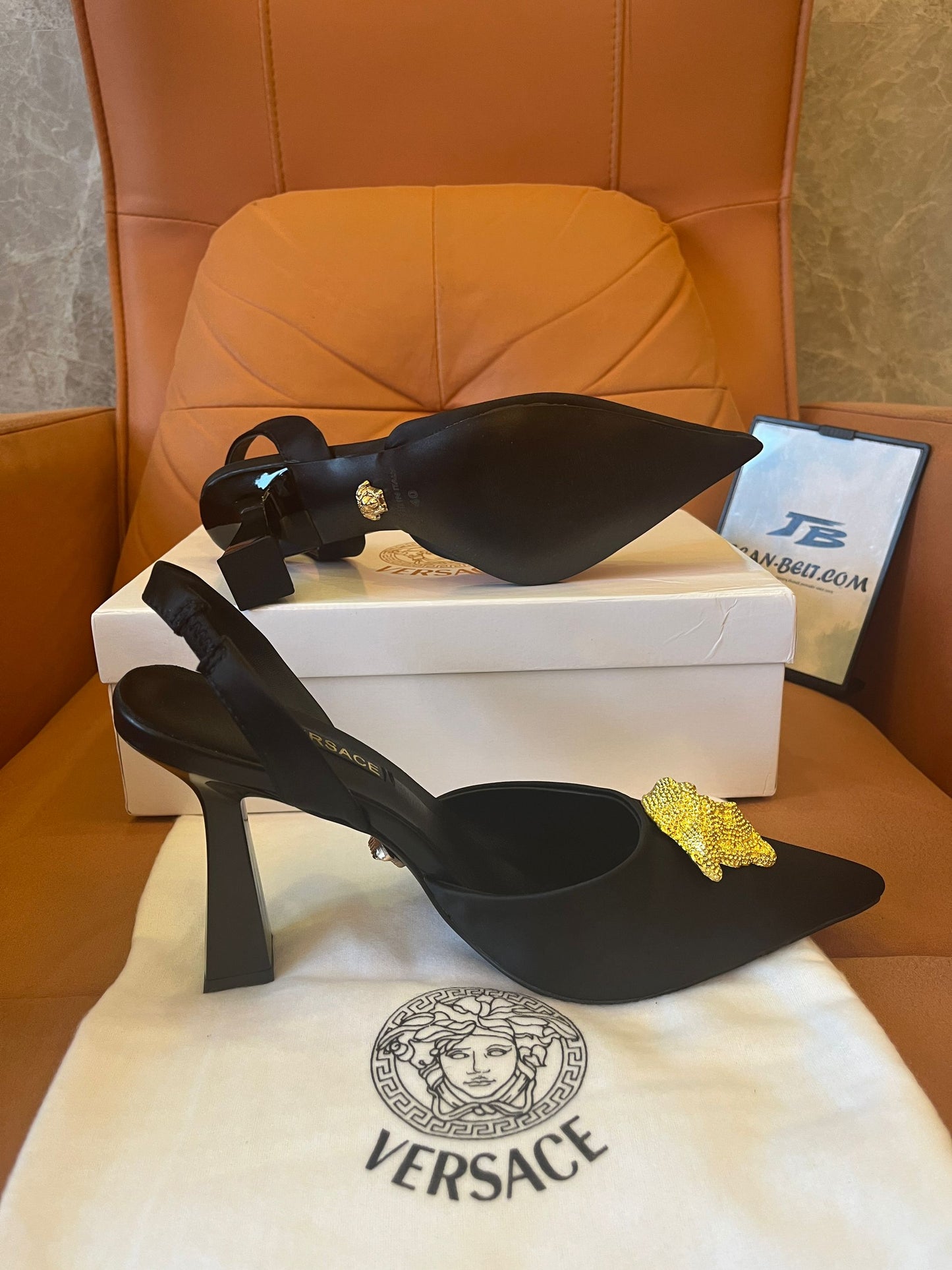 Versace gold medusa high heels