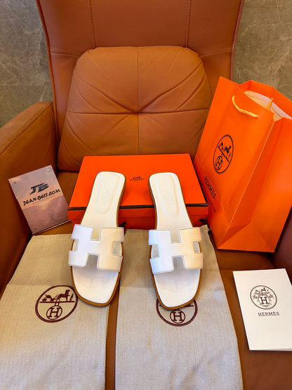 Hermes slippers oran sandal white