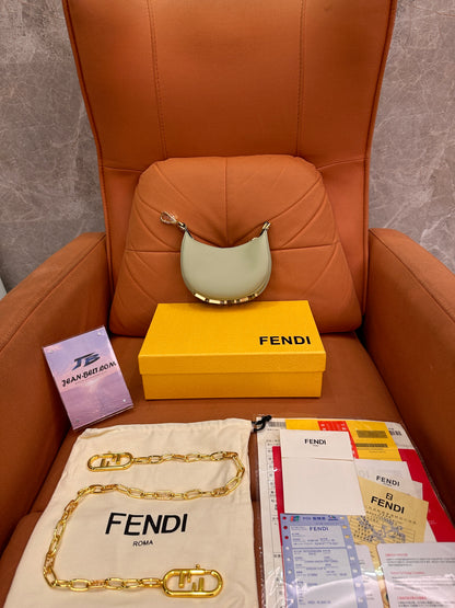 Fendi graphy crescent underarm bag mini mint green