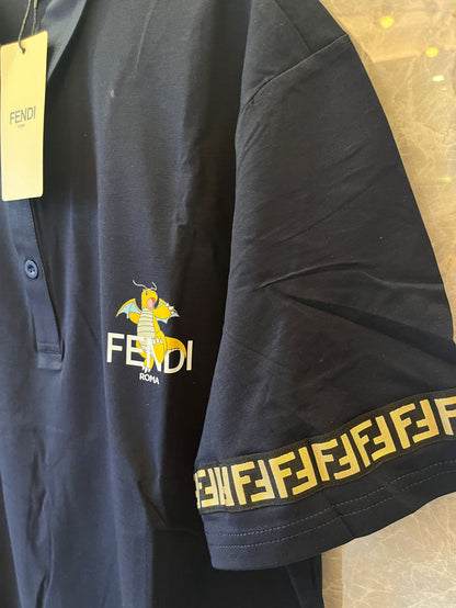 Fendi men's polo shirt dark blue