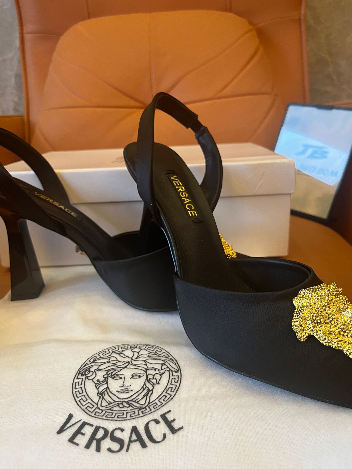 Versace gold medusa high heels