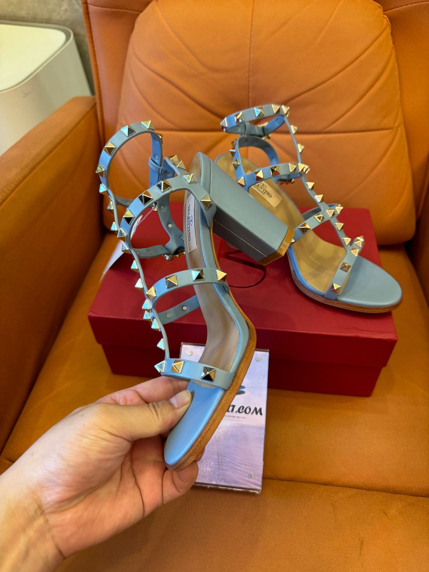 Valentino rockstud collection high heels blue