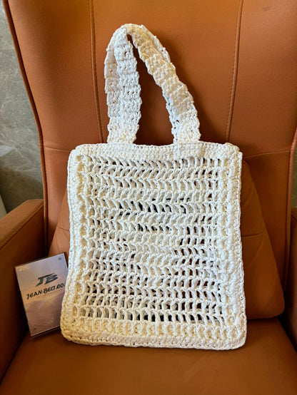 Prada straw tote bag white