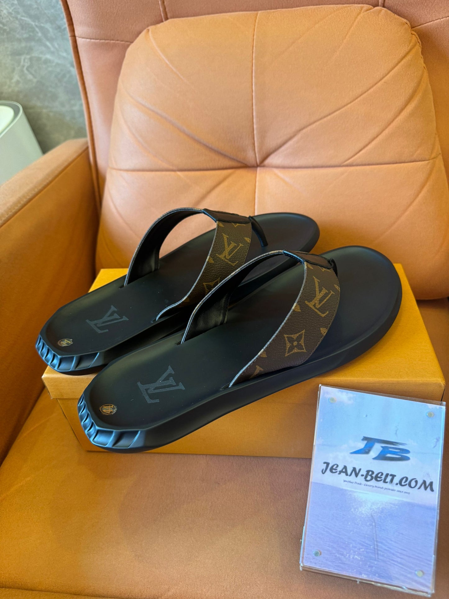 Louis Vuitton flip flop monogram thong slide in brown