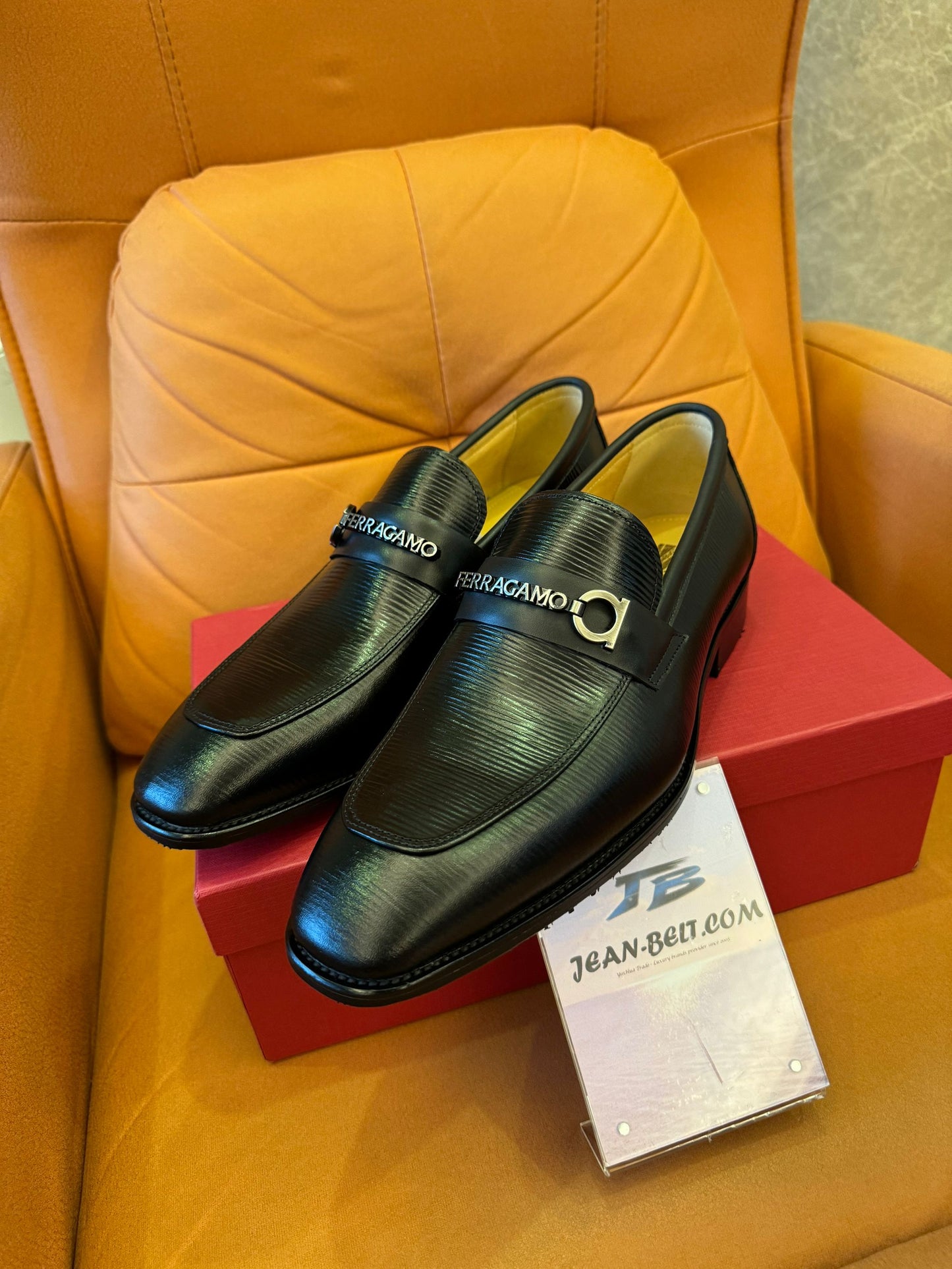 Ferragamo dress shoes for men black leather