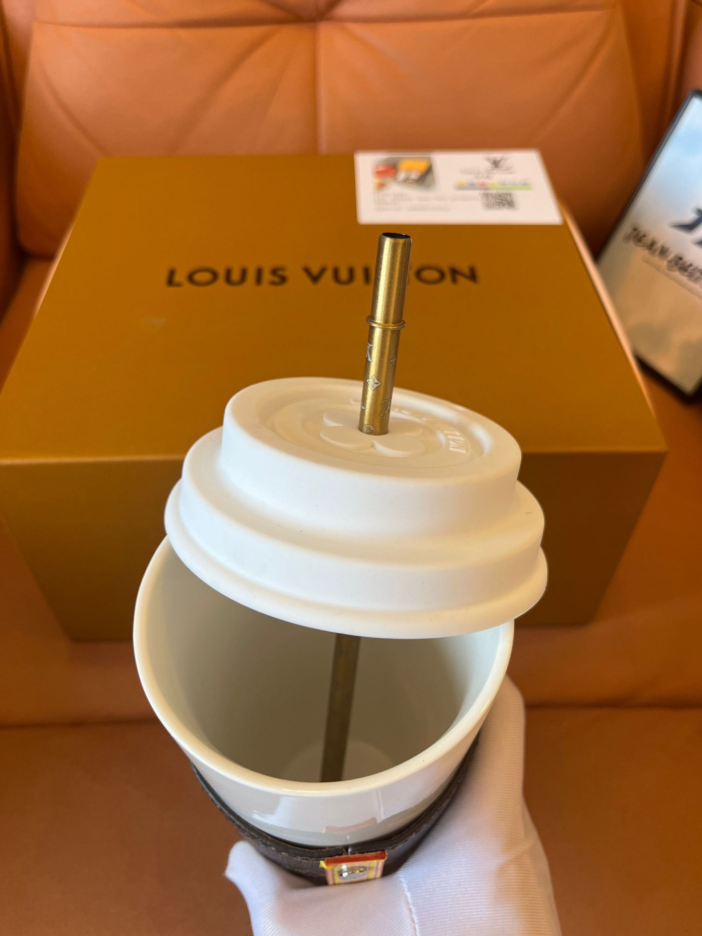 Louis Vuitton ceramics mug monogram brown