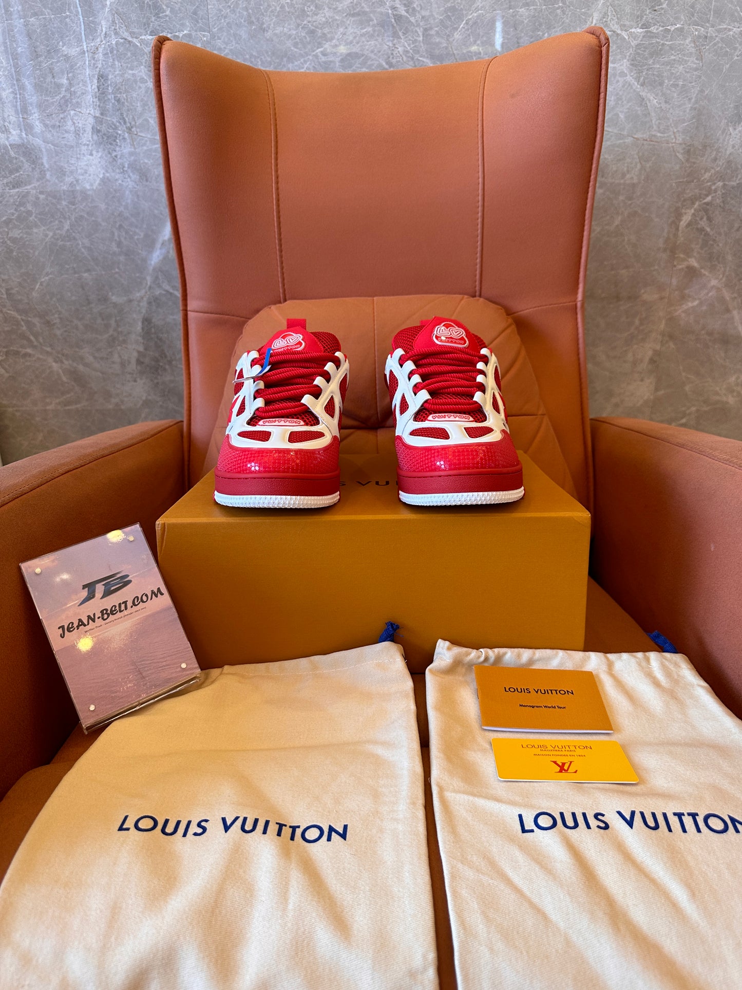 Louis Vuitton LV skate sneaker red white for unisex