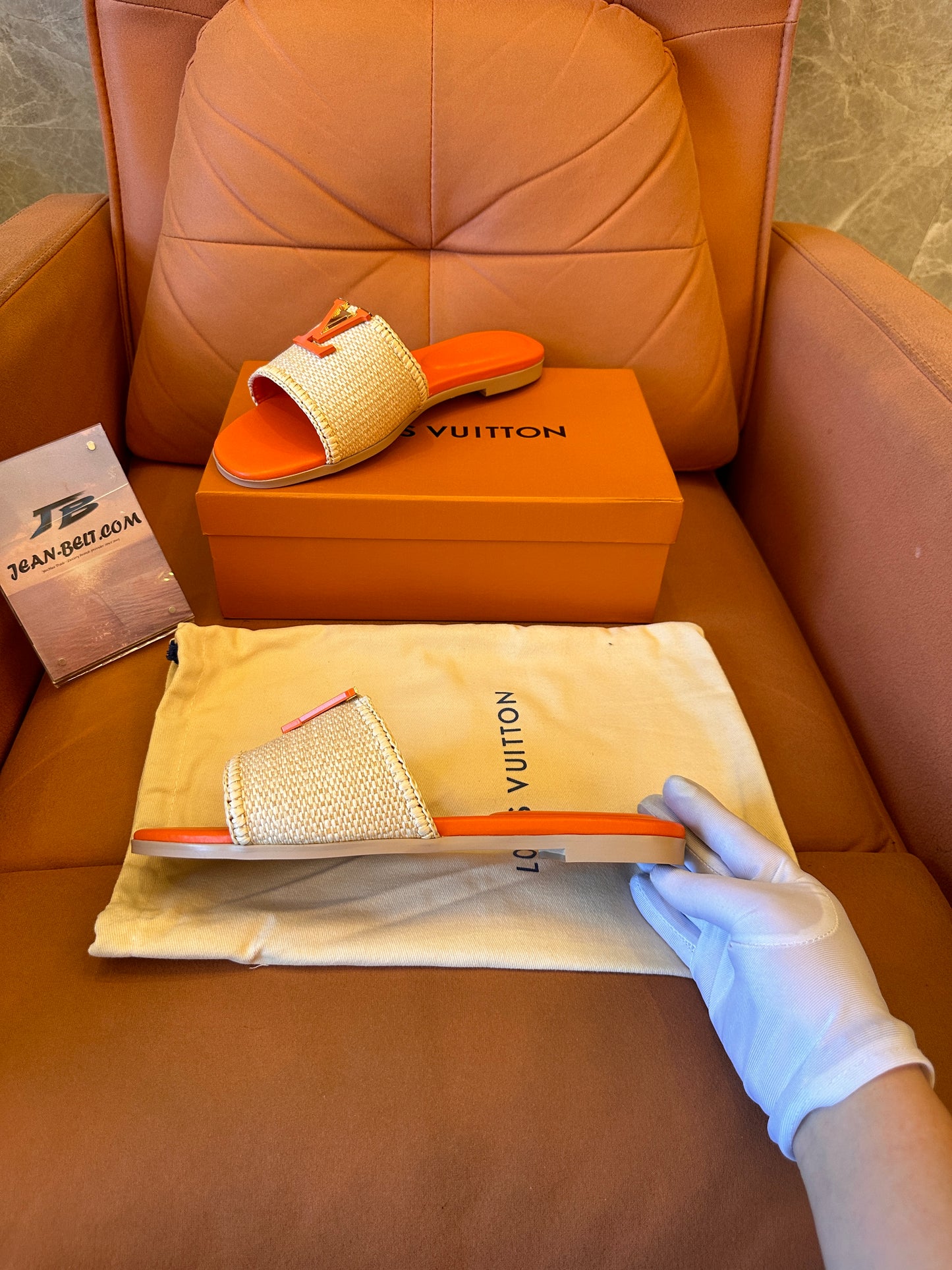 Louis Vuitton LV capri flat mule orange