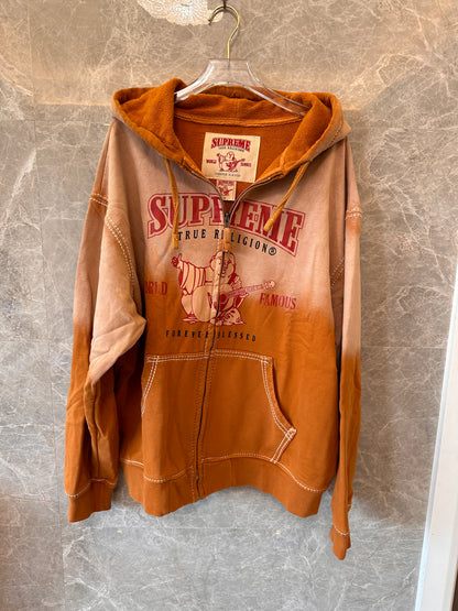 Supreme x True Religion tie-dye zip-up hoodie (orange/beige)