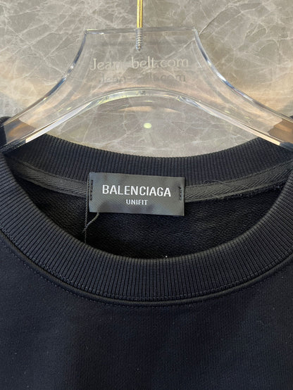 Balenciaga lock logo washed and worn round neck sweatshirt