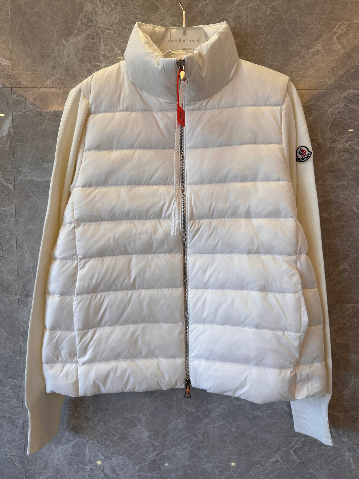 Moncler lightweight padded cotton jersey quilted shell down jacket zip-up cardigan white