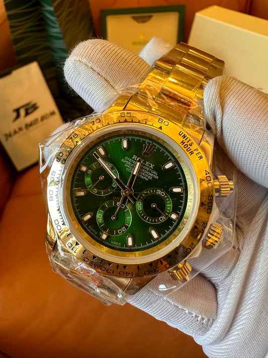 [3A quality]Rolex cosmograph daytona 116500ln green dial gold band