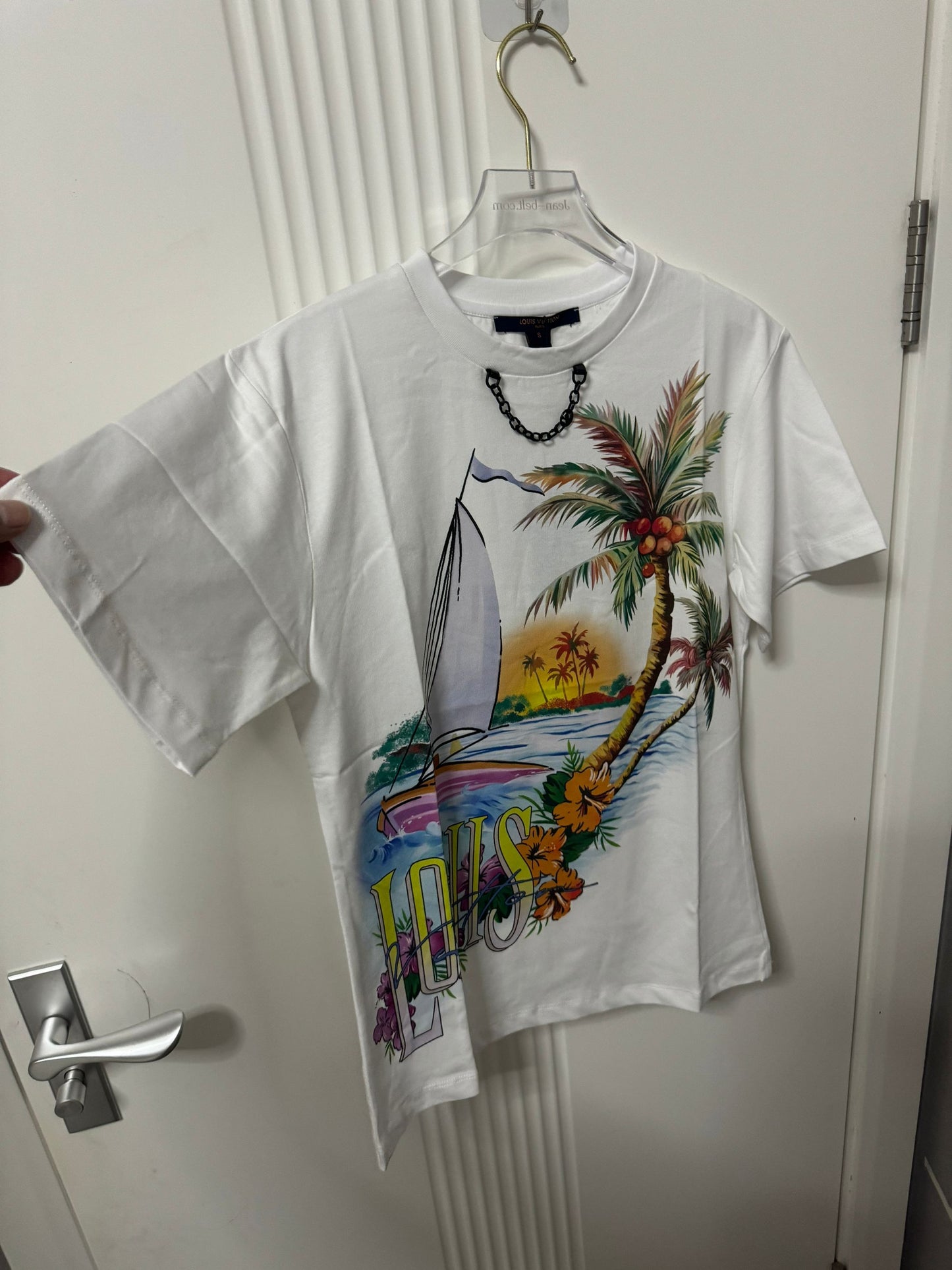 Louis Vuitton sunset sailboat tshirt milk white for women