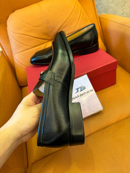 Ferragamo dress shoes for men black leather