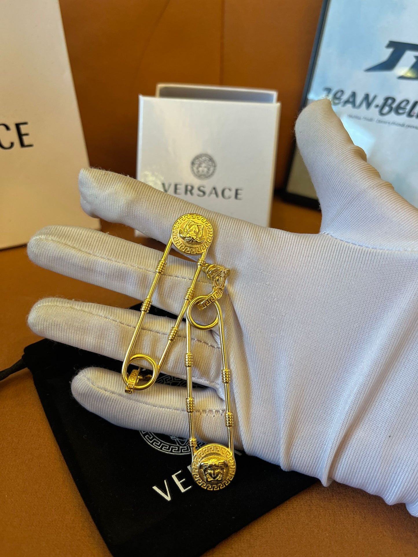 Versace la medusa pin drop earrings