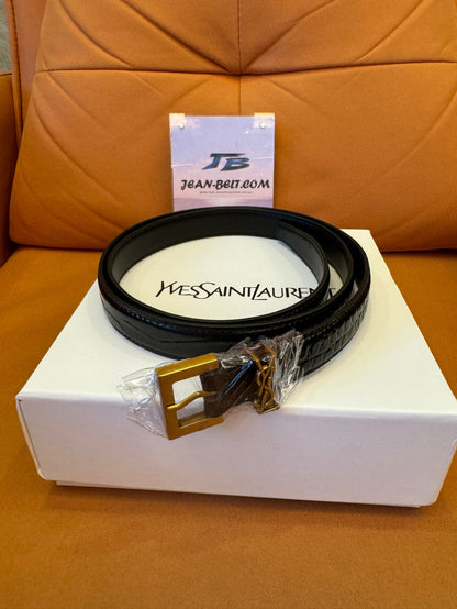 Yves Saint Laurent crocodile pattern cowhide leather belt