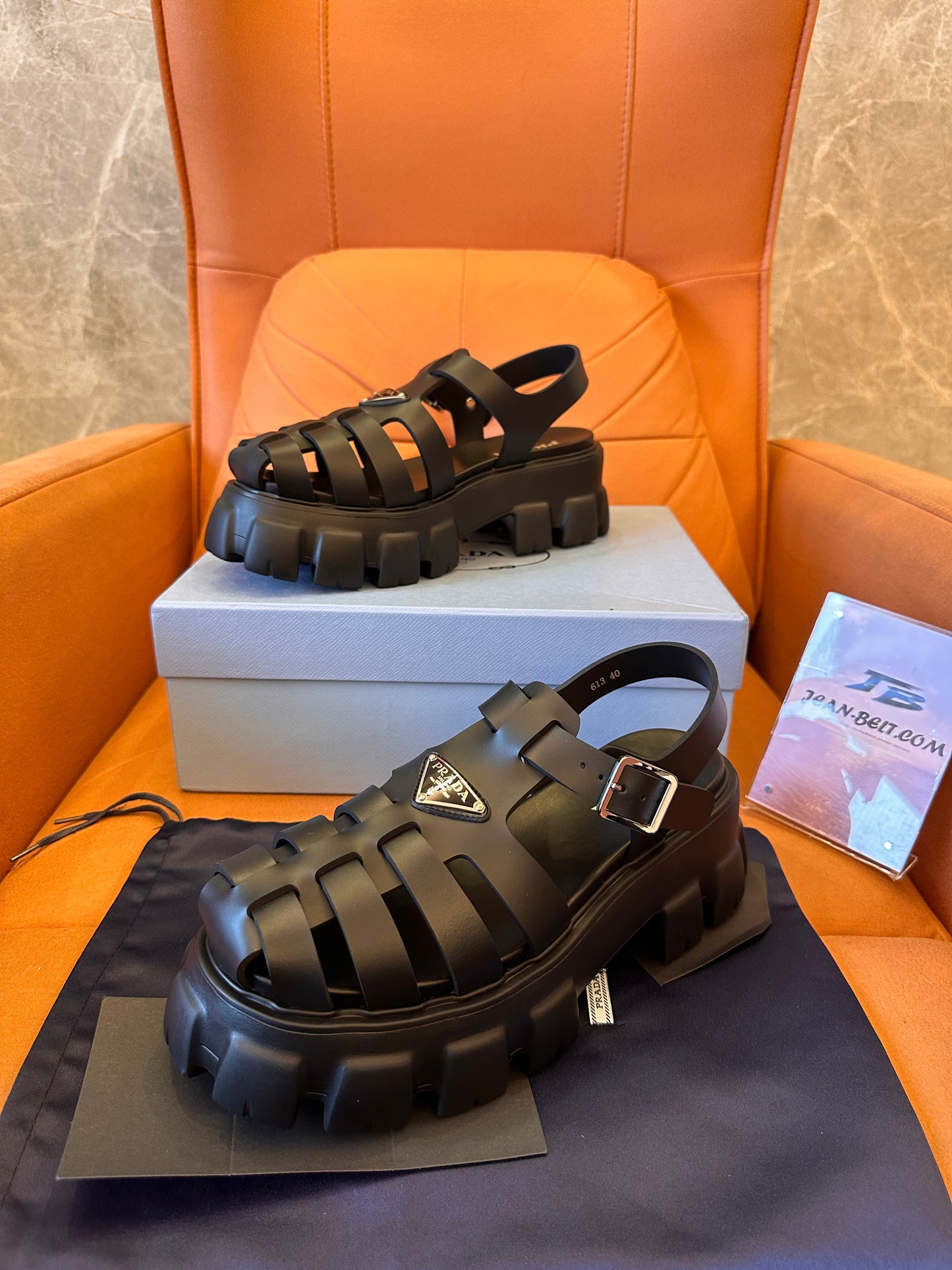 Prada roman sandal for womem black