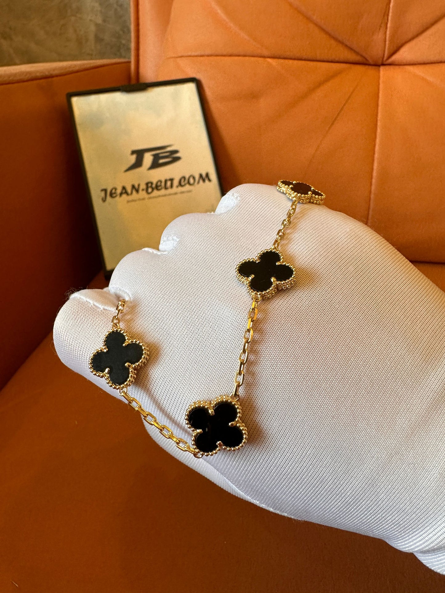 [Custom Made]Van Cleef&Arpels 18K gold chain black onyx  bracelet four leaf clover VCA hanchain