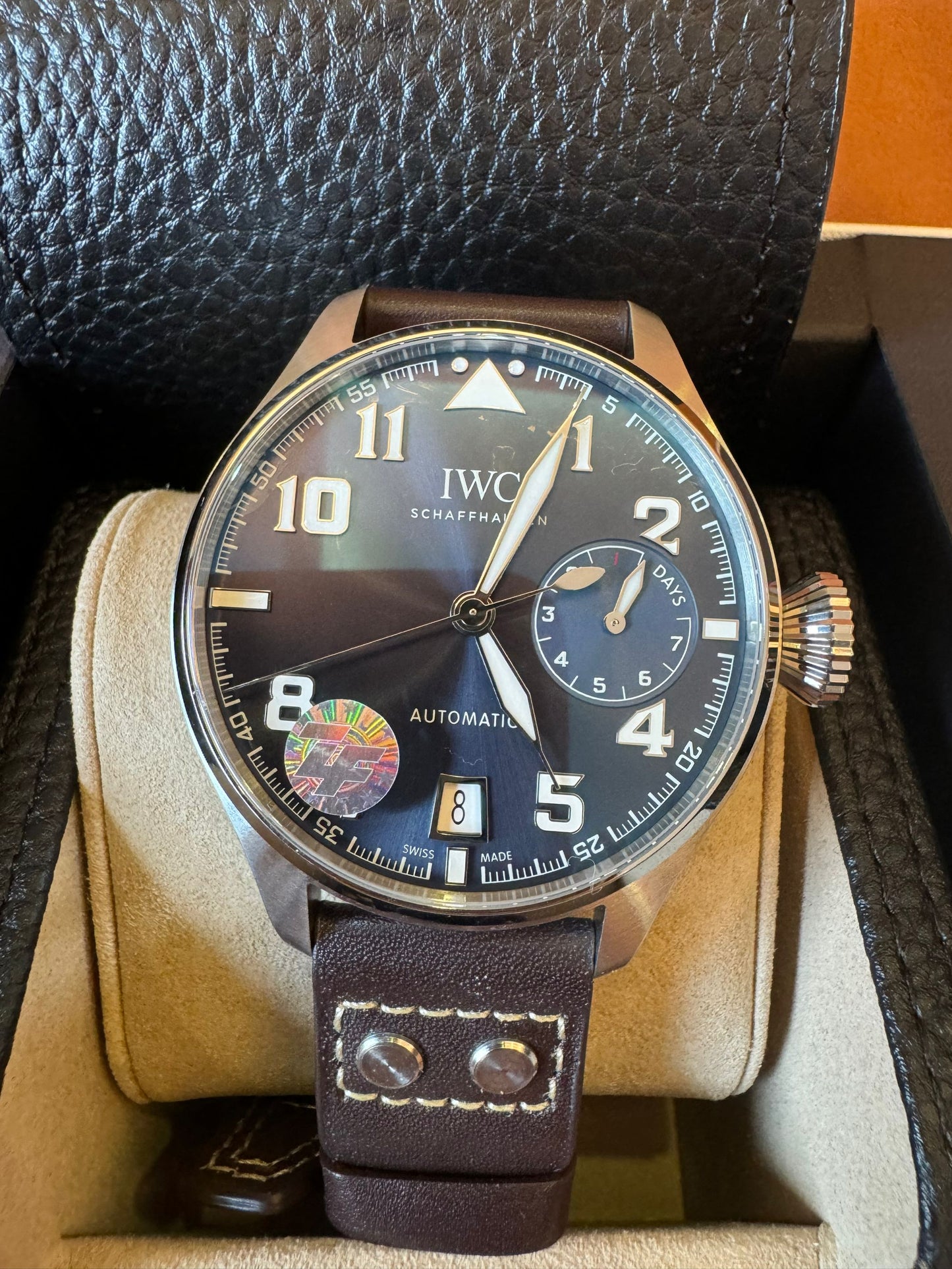 IWC big pilot's watch heritage IW501004 navy dial brown calfskin leather strap swiss movement