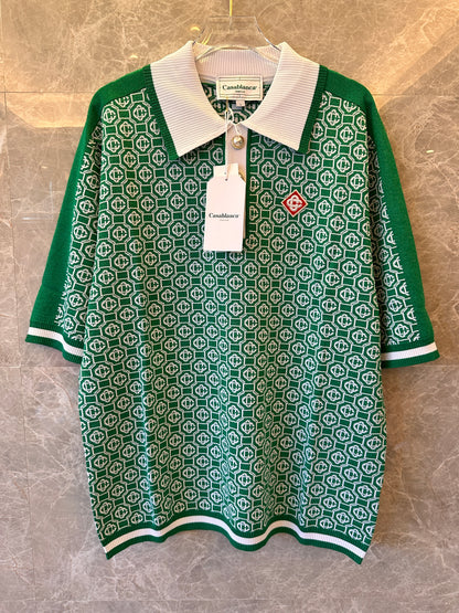 Casablanca monogram jacquard polo shirt green for men