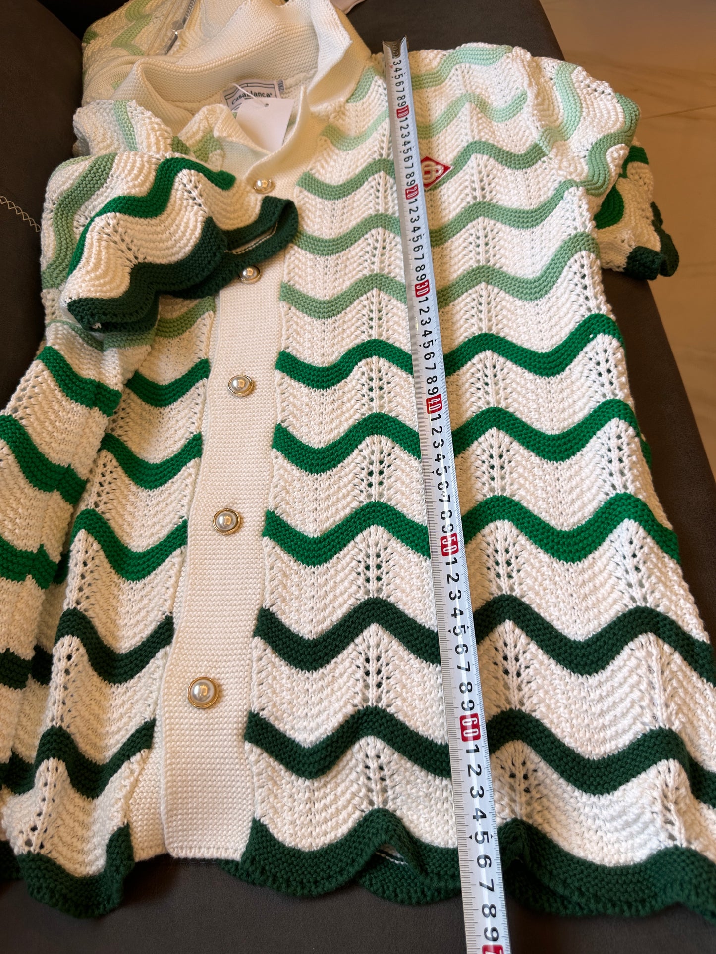 Casablanca 24ss knit shirt x shorts 2-piece set white green