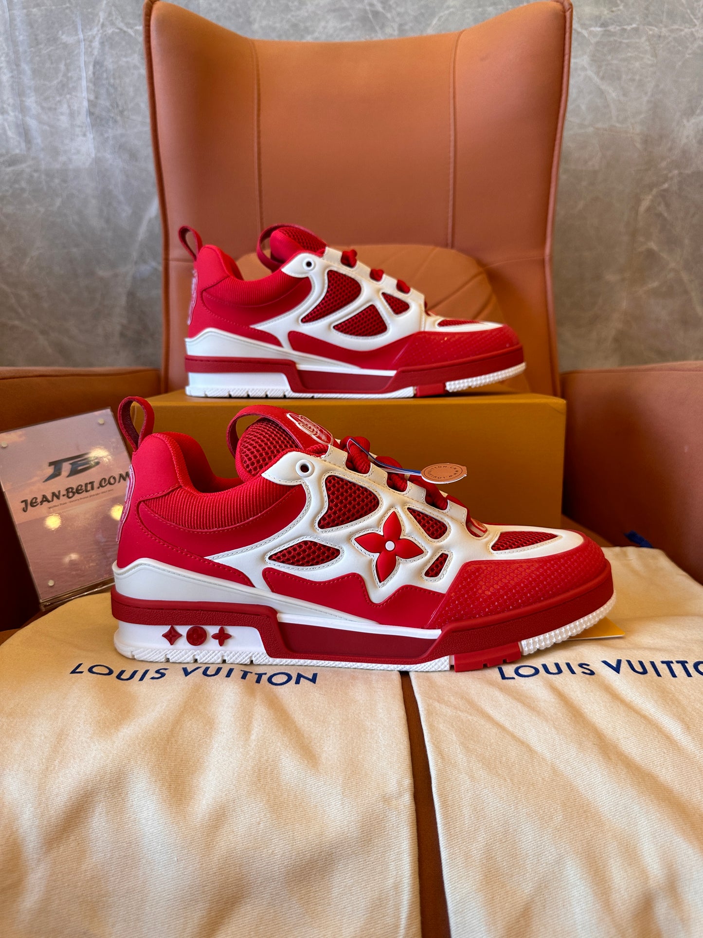 Louis Vuitton LV skate sneaker red white for unisex