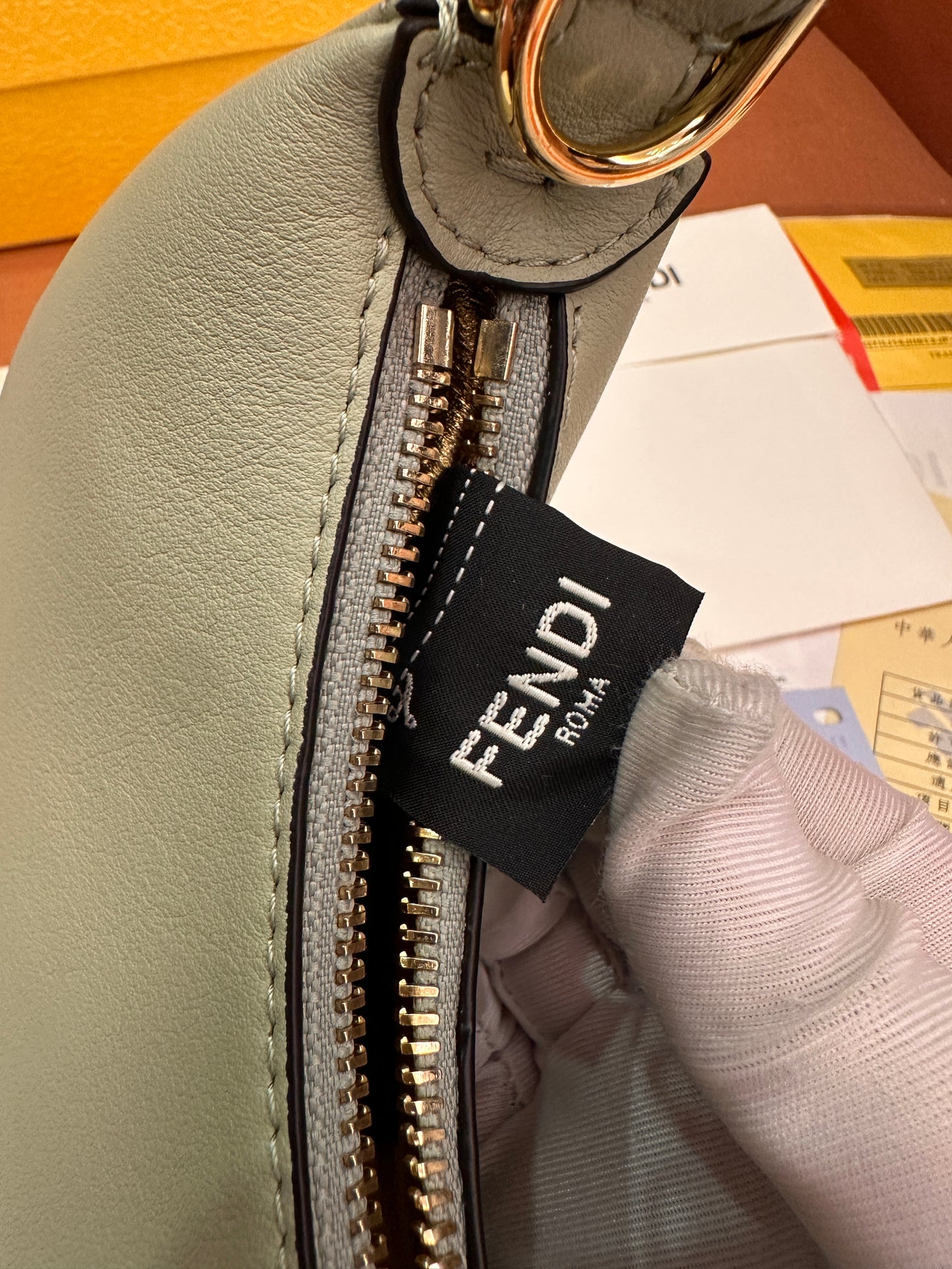 Fendi graphy crescent underarm bag mini mint green