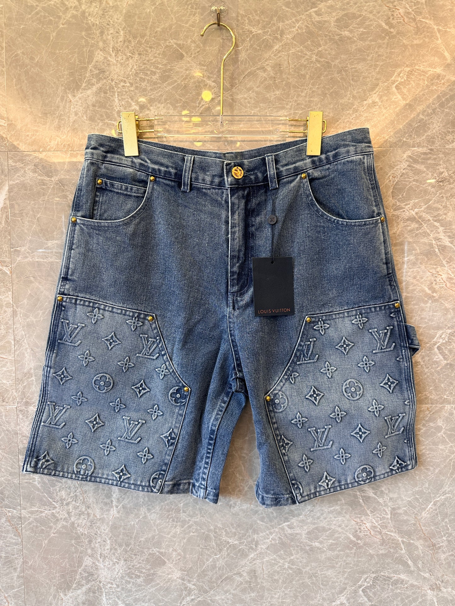 Louis Vuitton embossed denim shorts for unisex