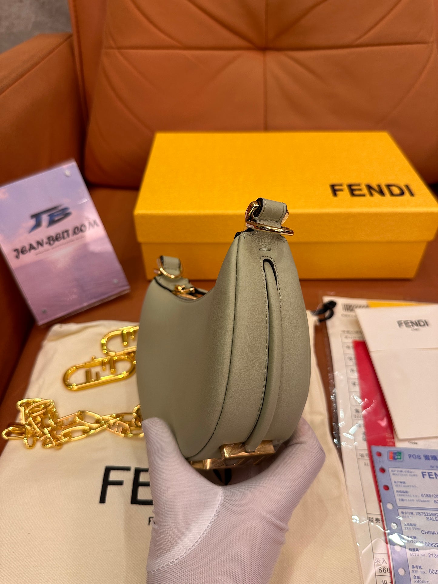 Fendi graphy crescent underarm bag mini mint green