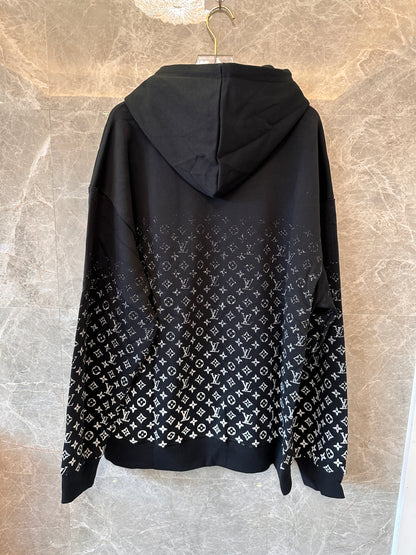 Louis Vuitton monogram gradient knit hoodie in black