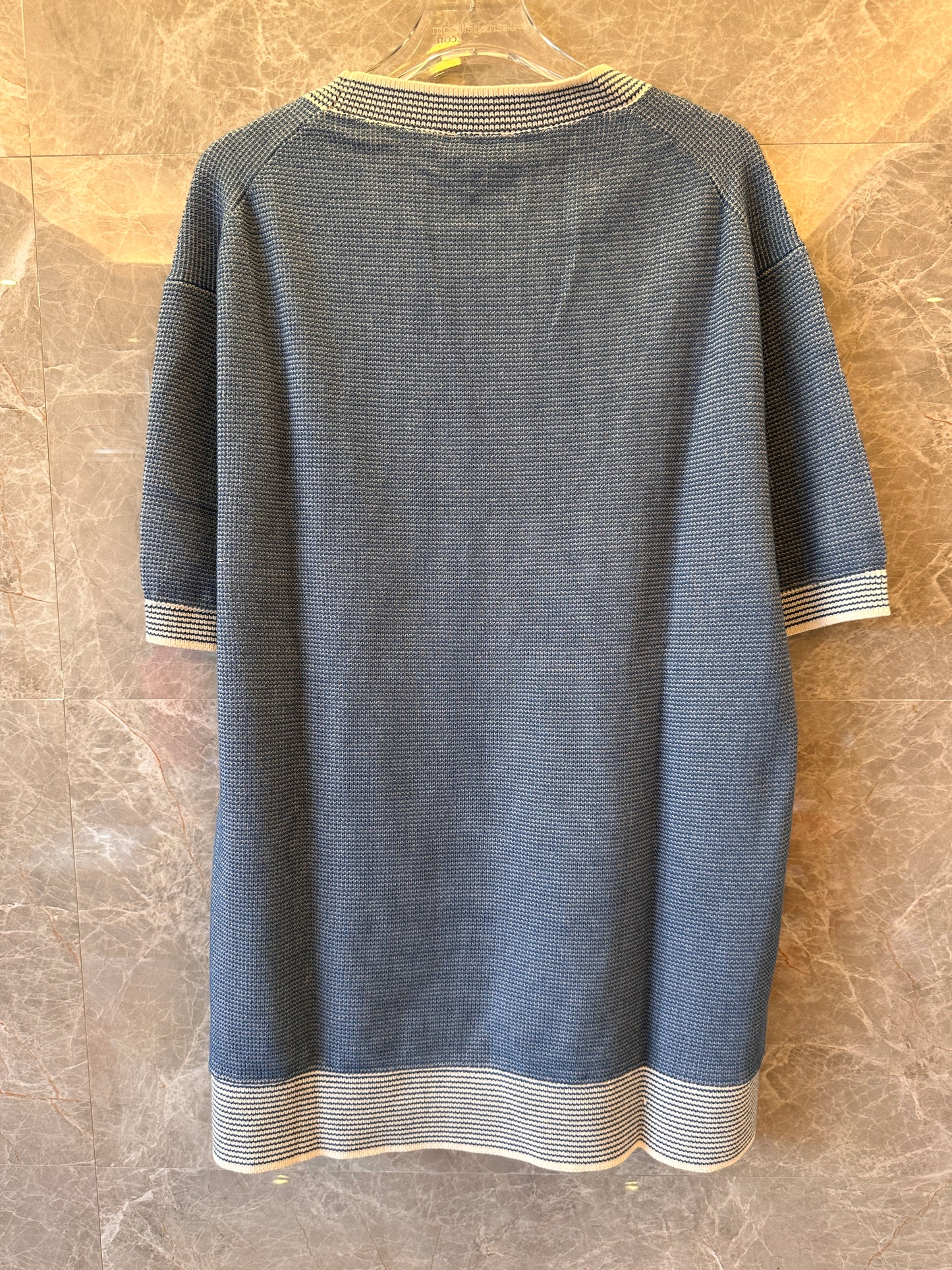 Christian Dior italic t-shirt blue cotton-blend tramato knit for men