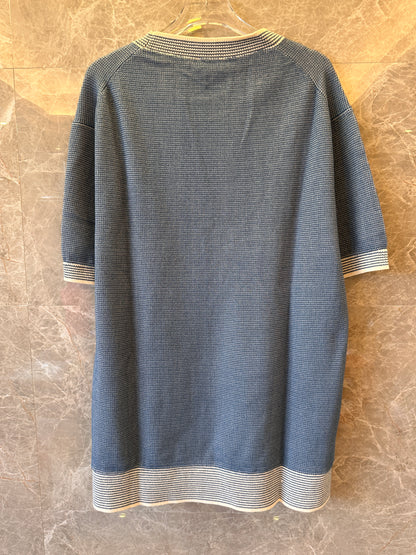 Christian Dior italic t-shirt blue cotton-blend tramato knit for men