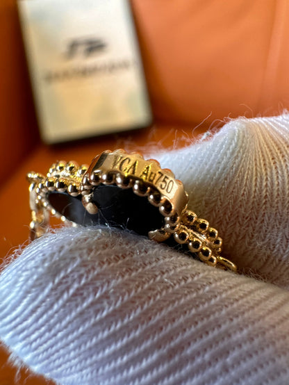 [Custom Made]Van Cleef&Arpels 18K gold chain black onyx  bracelet four leaf clover VCA hanchain