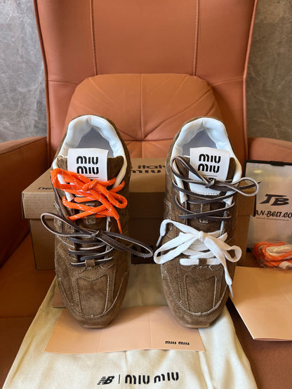 New Balance x Miu Miu 530 SL suede sneakers cinnamon