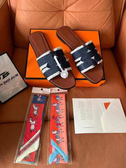 Hermes canvas denim  sandals