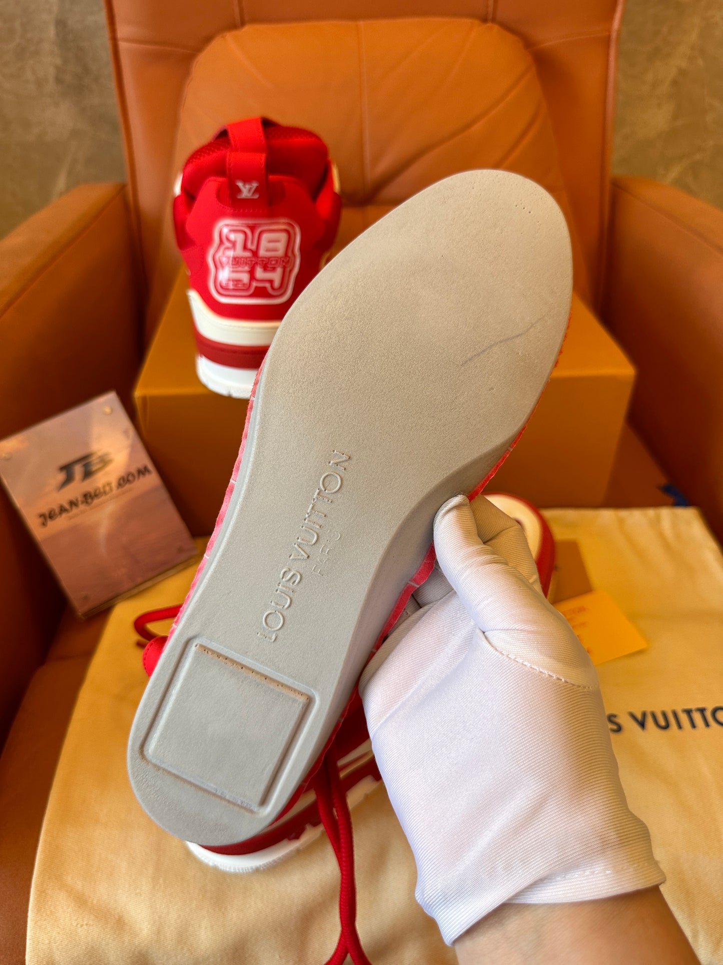 Louis Vuitton LV skate sneaker red white for unisex